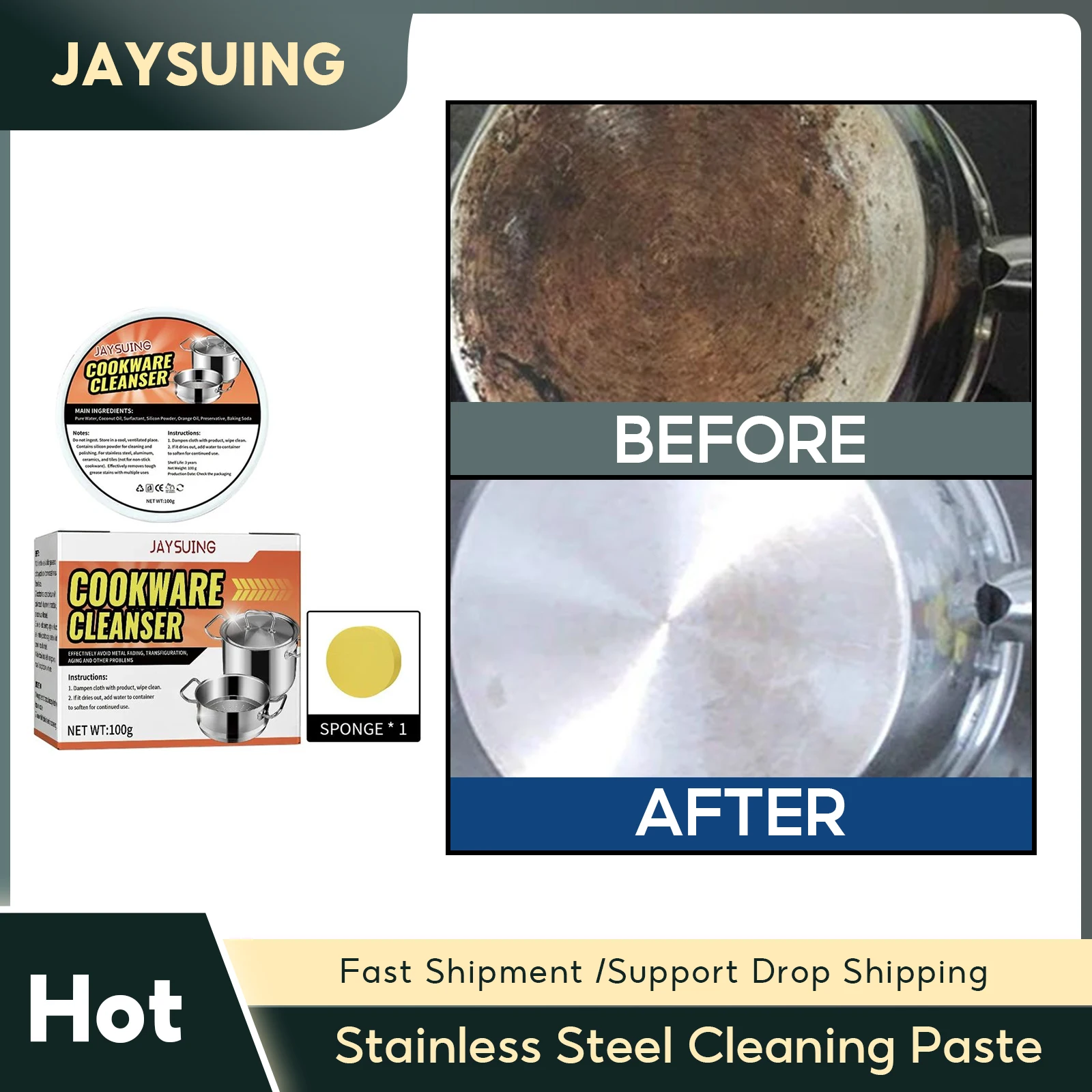 Edelstahl Reinigungs paste leistungs starke Kochgeschirr reiniger Rosten tfernung Wasch topf Boden waage Dekontamination Küchen reiniger Image