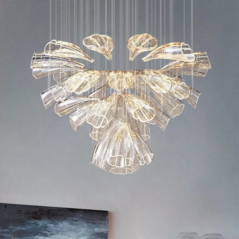 Moderne Luxus Kristall LED Kronleuchter Wohnzimmer Restaurant Hotel Lobby Villa Glas Pendel leuchte Gold Silber Glanz Dekor Licht Image