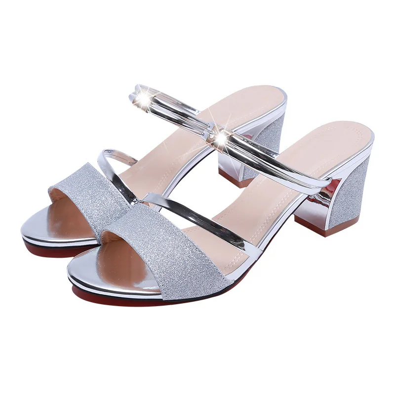 High Heel Sandalen Damen Schuhe Peep Toe Square Heels Damen Sommerschuhe Mode Schwarz Gold Square Heel 6cm a645