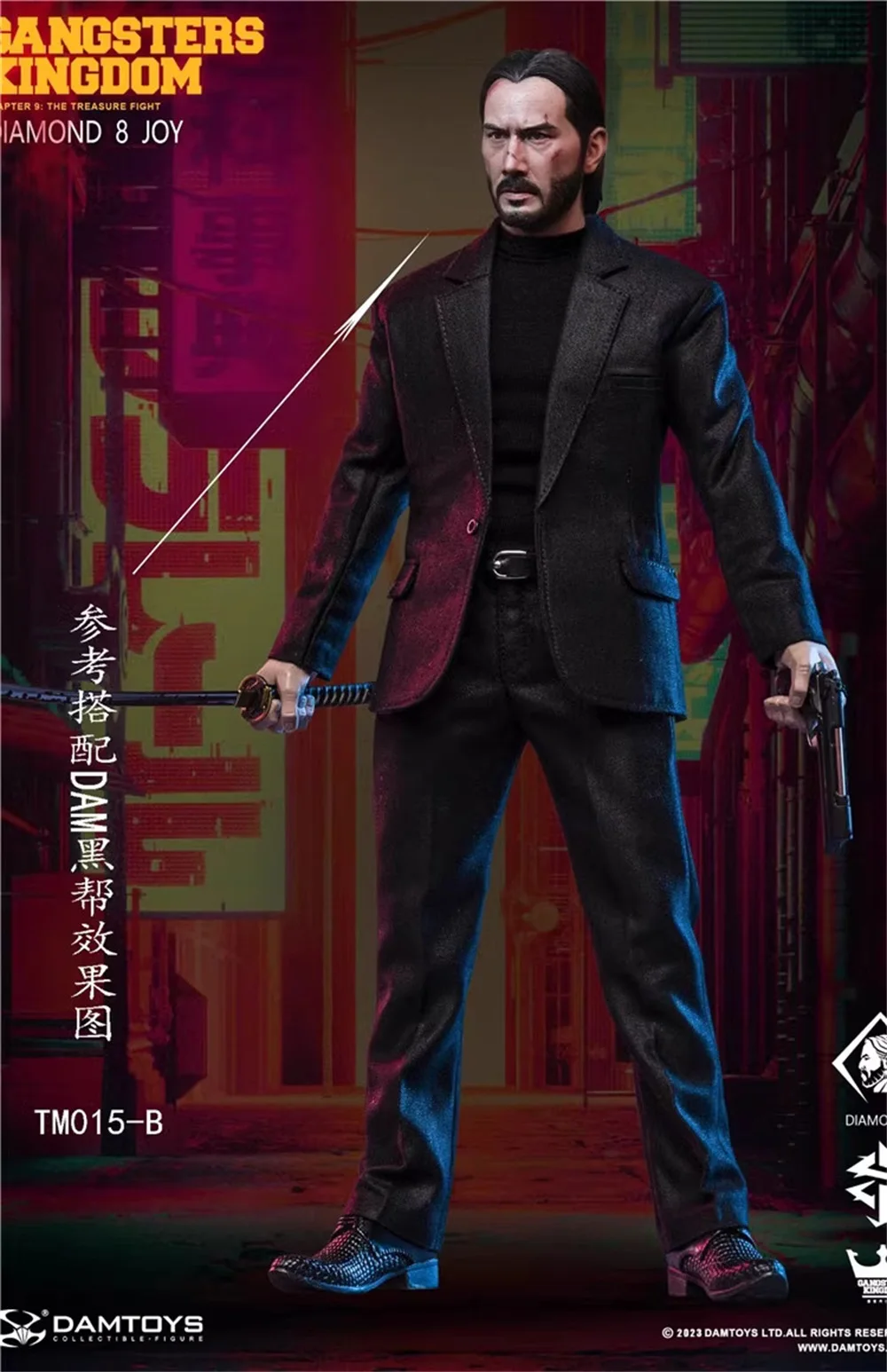 1/6 TM015A TM015B Handsome Guy Man Tough Guys Keanu Reeves John Wick The Killer Normal Damaged Head Sculpt Carving für 12" Image