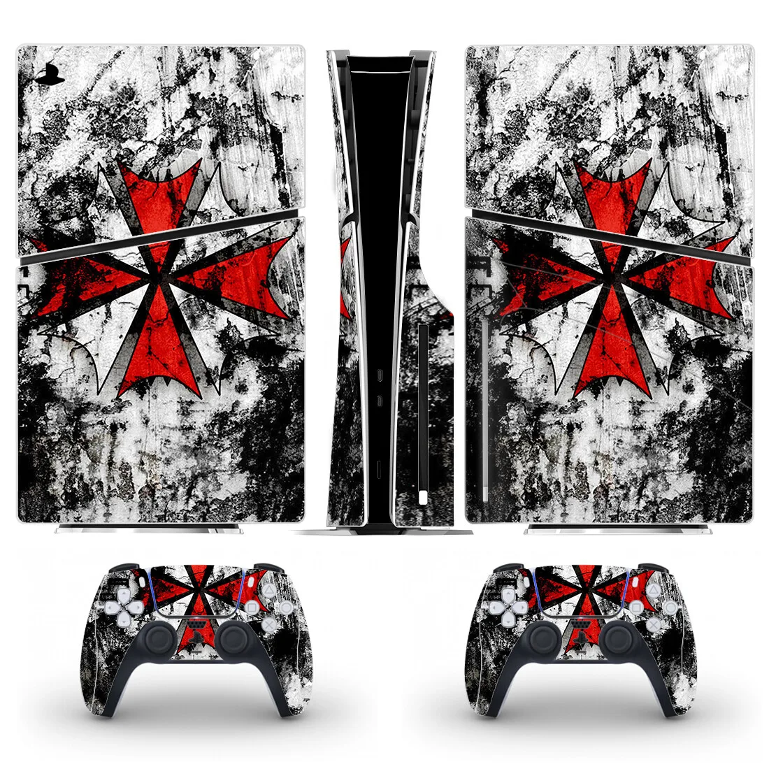 Biohazard Regenschirm Spiel ps5 Slim Disc Skin Aufkleber Aufkleber Abdeckung für Konsole und 2 Controller neue ps5 Slim Disk Skin Vinyl Image