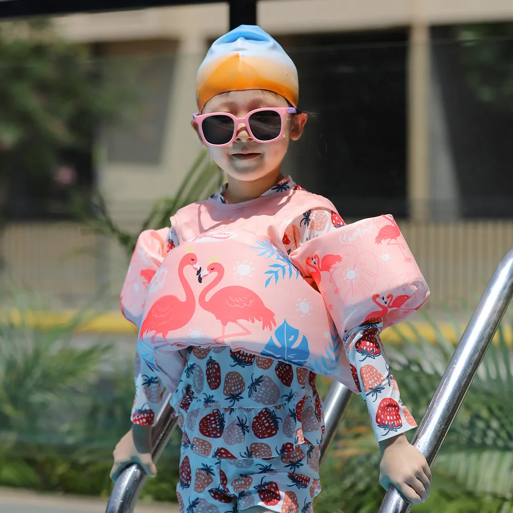 Nicht aufblasbare Doppels ch ulter Baby schwimmen sicher Polyester Schiebe schalter Knopf Schwimm ausrüstung Arm schwimmen Kinder Schwimmweste Wasser Image