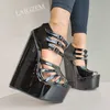 Laigzem Frauen Keile Sandalen 5cm Plattform 20cm steile High Heels Peep Toe Pumps Fetisch Cosplay Dame Schuhe Frau große Größe 42 45 47