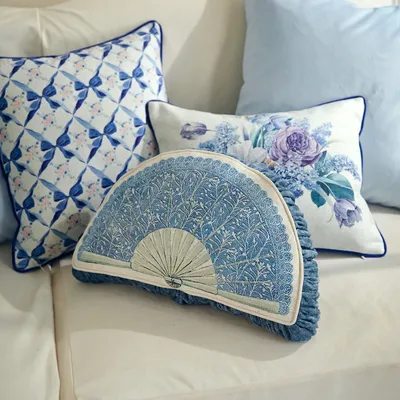 Blaues Kissen Retro Pflanze Blume Wohnzimmer klar romantische Kissen Kissen Home Decoration Image