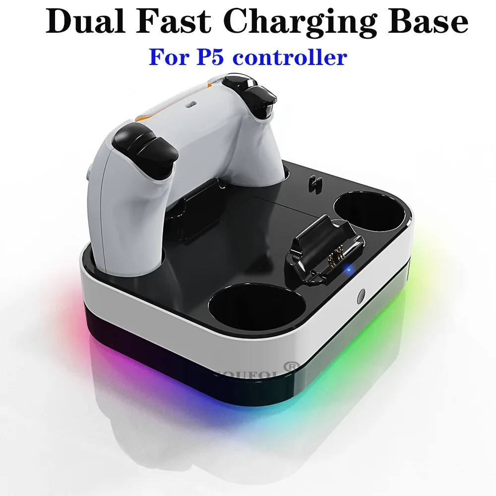RGB-Controller-Ladestation für ps5 Dual-Schnell ladegerät LED-Anzeige Ladestation Docking station für ps5 Gamepad-Zubehör Image