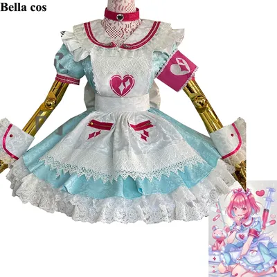 Nach größe Yumemi Riamu Cosplay Kostüm Blau Maid kleid uniform Halloween kostüme für frau Anime Image