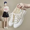 Sommer hohle Leinwand Schuhe flachen dicken Boden kleine weiße Schuhe atmungsaktive Half toe Canvas Schuhe
