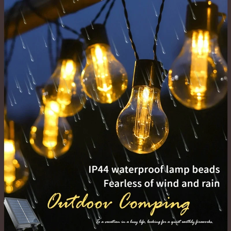 /10m LED Solar Glühbirne String Outdoor Streifen Licht Terrasse Blase Ball hängen Licht wasserdicht Weihnachten Party Garten Dekor Lichterkette