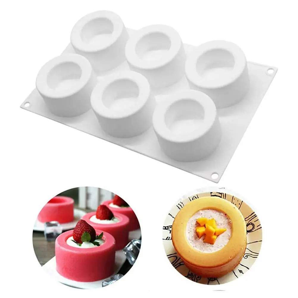 6 Link Konkave Tasse Kuchen Form DIY Donut Maker Antihaft Backen Gebäck Cookie Schokolade Form Muffin Kuchen Form 3D tablett Backform Image