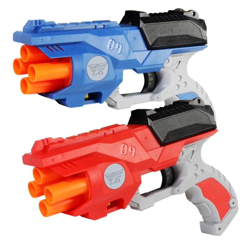 Jungen Soft Foam Spielzeug pistole 4-Schuss Soft Bullet Gun Handbuch Eva Foam Darts Gun Teenager Outdoor-Schieß spiele Spielzeug Kinder Geburtstags geschenke Image