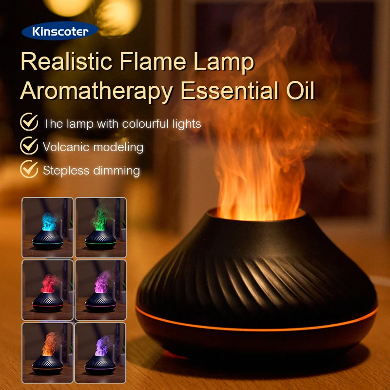 Bunte Flamme Aromatherapie Luftbefeuchter Cool Mist Maker 130 ml USB Ätherisches Öl Aroma Diffusor für Zuhause Schlafzimmer Büro Hotel Image