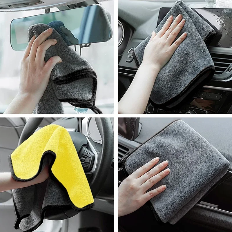Hoch dichtes Auto wasch handtuch, doppelseitig verdicktes Autotuch aus Korallen samt, wasser absorbieren des Glas reinigungs tuch Auto details Image