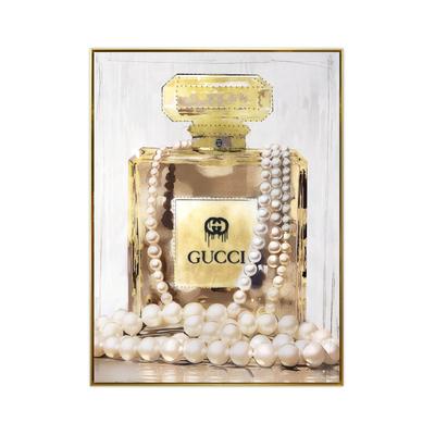 La Casa »Flacon with pearl« Glasbild mit Strassapplikationen 90x120 cm Rahmen gold Image