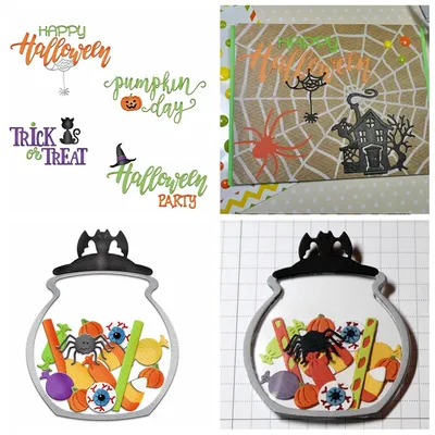 Poison Stove Happy Halloween Trick or Treat Words Metal Cutting Dies for DIY Scrapbooking Paper