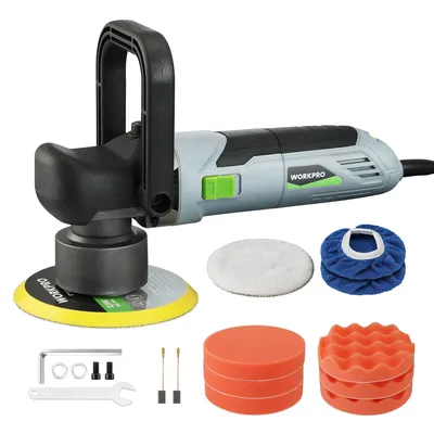 WORKPRO Car Buffer Polisher Kit, 6 Inch 6400RPM Dual Action Polisher with 6 Variable Speeds, 7A