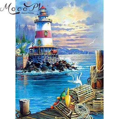 Tower Diamond Painting Full Drills Diamond Embroidery Scenery Needlework DIY Mosaic of Rhinestone