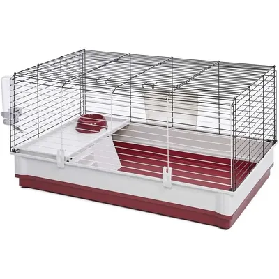 158 Wabbitat Deluxe Rabbit Home, Rabbit Cage, 39.5 L x 23.75 W x 19.75 H Inch, Maroon/White