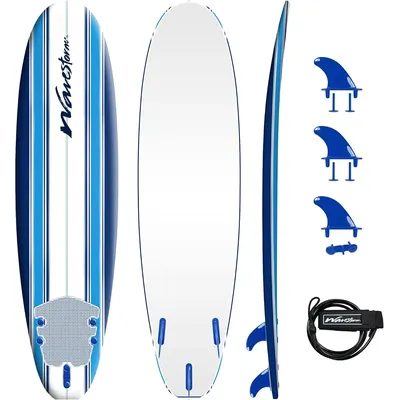 Classic Soft Top Foam 7ft Surfboard Surfboard for Beginners and All Surfing Levels Complete Set