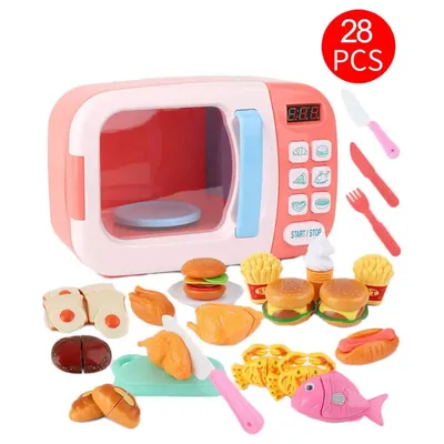 Children's Microwave Oven Toy Oven Child Play Home Baby Cooking Kitchen Set Electric Timing