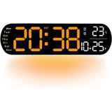 Saker Multi Functional LED Display Clock Clocks with Day and Date Digital Clock with Date and Day of Week Decorative Wall Clock Day of Week Clock Digital Wall Clock Modern Wall Clock (Orange)