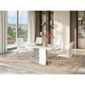 Tavolo da pranzo allungabile da 6 a 8 coperti MDF Bianco e calcestruzzo - EREN