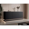 Credenza 3 ante con LED in MDF Nero ed effetto marmo Bianco - DEVIKA di Pascal MORABITO