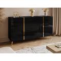 Credenza con 2 ante e 3 cassetti Nero brillante e Dorato - MARZIALO