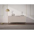 Credenza con 4 ante in MDF e Acciaio Beige e Dorato - YESINIA