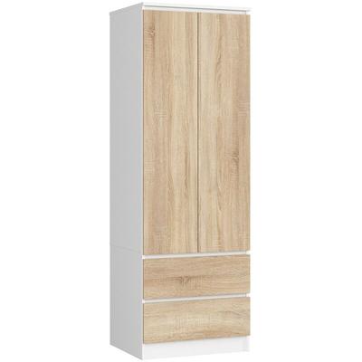 AKORD Kleiderschrank Star S | Zweitürig S 60 cm | 2 Schubladen mit Regalen und Einer Kleiderstange