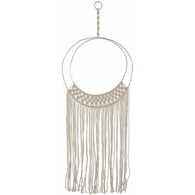 Beliani - Wanddekoration Beige Strickmuster 50 x 136 cm mit Baumwolle Boho Stil Image
