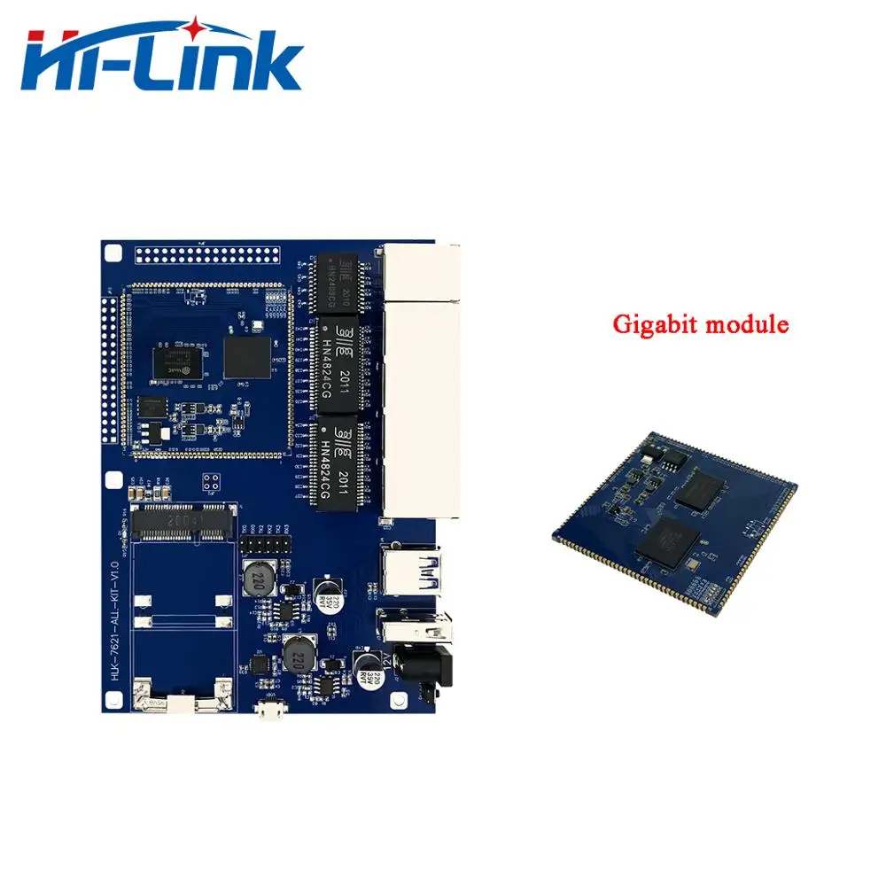 HiLink Original MT7621A Openwrt GbE Gigabit Router Modul Kit/Development Board HLK-7621 mit USB3.0/2.0 PCIe für Smart Robot Image