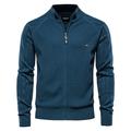 Per uomo Cardigan A Coste Treccia Maglia Cerniera Jacquard Tinta unica Collo ripiegato Maglieria Neutro All'aperto Casual Abbigliamento Corte Inverno Primavera Autunno Nero Blu marino S M L
