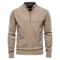 Per uomo Cardigan A Coste Treccia Maglia Cerniera Jacquard Tinta unica Collo ripiegato Maglieria Neutro All'aperto Casual Abbigliamento Corte Inverno Primavera Autunno Nero Blu marino S M L