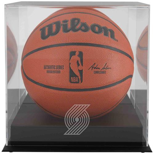 Basketball-Vitrine mit Logo des Portland Trail Blazers in Schwarz mit verspiegelter Rückseite