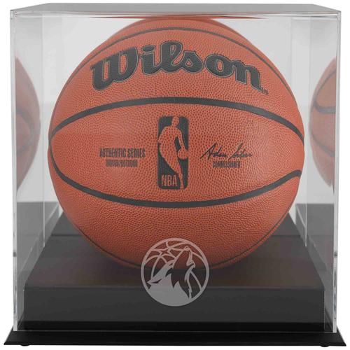 Basketball-Vitrine mit Logo des Minnesota Timberwolves-Teams in Schwarz mit verspiegelter Rückseite