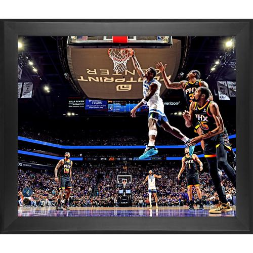 Anthony Edwards Minnesota Timberwolves, gerahmt, 50,8 x 60 cm, 2024 Western Conference Playoffs, erste Runde, Spiel 4 gegen Phoenix Suns, Dunk-Foto