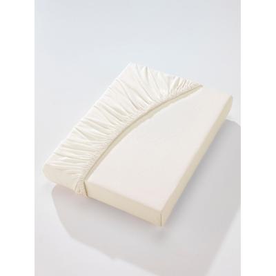 Betttuch ESTELLA Gr. 3, beige (ecru), B:180-200cm L:200cm, Mako-Jersey, 100% Baumwolle, Laken Image