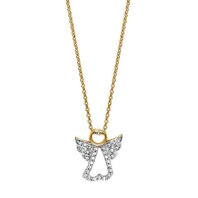 Kette mit Anhänger JULIE JULSEN "925/- Sterling Silber vergoldet mit Anhänger Engel", gelb, Halsketten, Damen, 42cm, Silber 925 (Sterlingsilber), L: 42cm, glänzend Image
