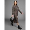 Midikleid HECHTER PARIS, Damen, Gr. 42, N-Gr, schwarz (schwarz, gemustert), Web, Obermaterial: 100% Viskose, feminin, figurumspielend ca. Mitte Wade, hoch geschlossener Ausschnitt, Kleider, mit modischem Allover-Print