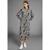 Midikleid HECHTER PARIS, Damen, Gr. 42, N-Gr, schwarz (schwarz, gemustert), Obermaterial: 100% Viskose, feminin, figurumspielend wadenlang, Langarm, Kleider, mit modischen Print