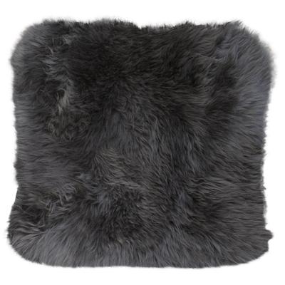 Fellkissen HEITMANN FELLE "Lammfell-Kissen - Premium Qualität", grau (anthrazit, unifarben, felloptik), B:40cm L:40cm, Lammfell, Dekokissen_Sitzkissen_Kissenhüllen, echtes Austral. Lammfell, eckig, 40x40 cm, besonders dicht & weich Image