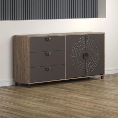 Sideboard INOSIGN "Fusion", braun (melam, bronze), B:176cm H:86cm T:42cm, FSC-zertifizierter Holzwerkstoff, Sideboards, Kommode mit markantem Kreismuster - Antikoptik - (B/T/H) 176/42/86 cm Image