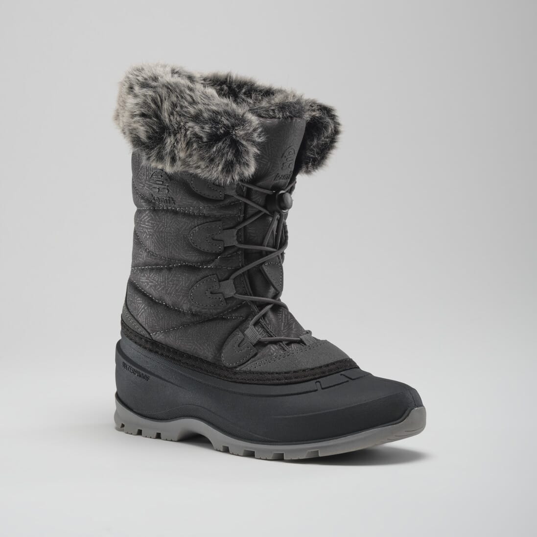 Snowboots KAMIK "MOMENTUM3", Damen, Gr. 41, grau (charcoal, charbon), Synthetik, Textil, Schuhe, Winterboots, Winterstiefel, Winterschuhe, wasserdicht und gefüttert