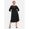 Abendkleid SHEEGO "Große Größen", Damen, Gr. 48, Normalgrößen, schwarz, Obermaterial: 60% Viskose, 35% Polyamid, 5% Elasthan;Spitze: 100% Polyamid;Futter oben: 100% Polyester, unifarben, elegant, figurumspielend knieumspielend, U-Boot-Ausschnitt,...