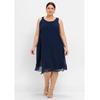 Partykleid SHEEGO "Große Größen", Damen, Gr. 48, Normalgrößen, blau (marine), Obermaterial: 100% Polyester;Futter: 100% Polyester, unifarben, elegant, figurumspielend knieumspielend, Rundhals, ohne Ärmel, Kleider Partykleid, in figurumspielender...