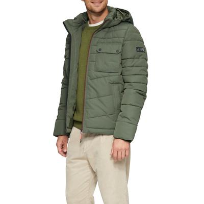 Steppjacke S.OLIVER, Herren, Gr. XL, grün (schwarz khaki), Web, Obermaterial: 100% Polyester, unifarben, casual, regular fit ca. Mitte Oberschenkel, Rundhals, Langarm Bündchen, Jacken, mit Kapuze Image