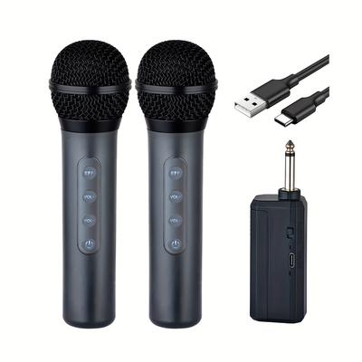 TEMU Heikuding Wireless Microphone With Dual Mics, 6.5mm Jack, , Adjustable Volume & , 5 Effects - Home, Ktv, Parties, & Meetings