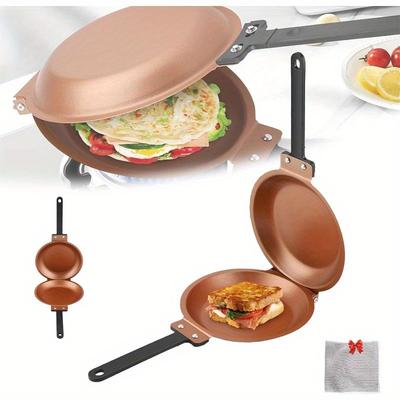 TEMU Pancake Pan, Double-sided Non-stick Pancake Maker, Reversible, Folding Breakfast Frying Pan For Fluffy Pancakes Omelette Frittata And More