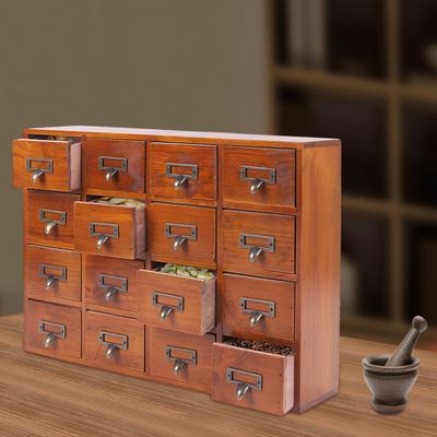 TEMU 16 Drawers Vintage Wood Apothecary Medicine Cabinet Label Holder