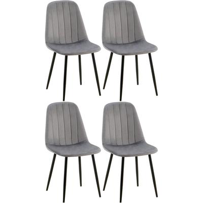 4er Set Esszimmerstuhl Baxter Samt dunkelgrau Image
